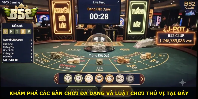 Khám phá các bàn chơi đa dạng và luật chơi thú vị tại đây