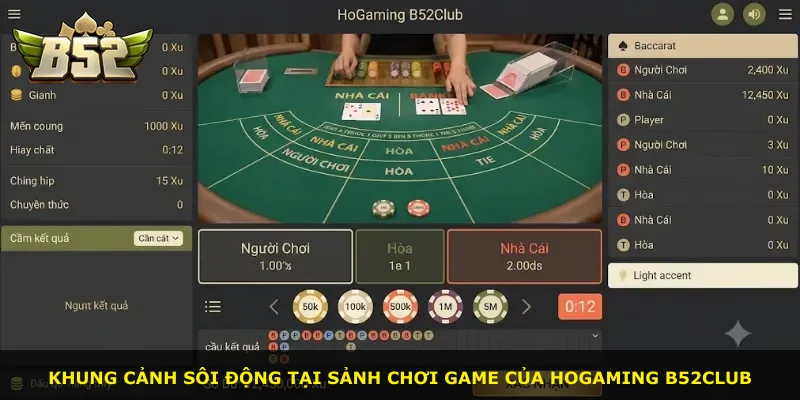Khung cảnh sôi động tại sảnh chơi game của HoGaming B52Club
